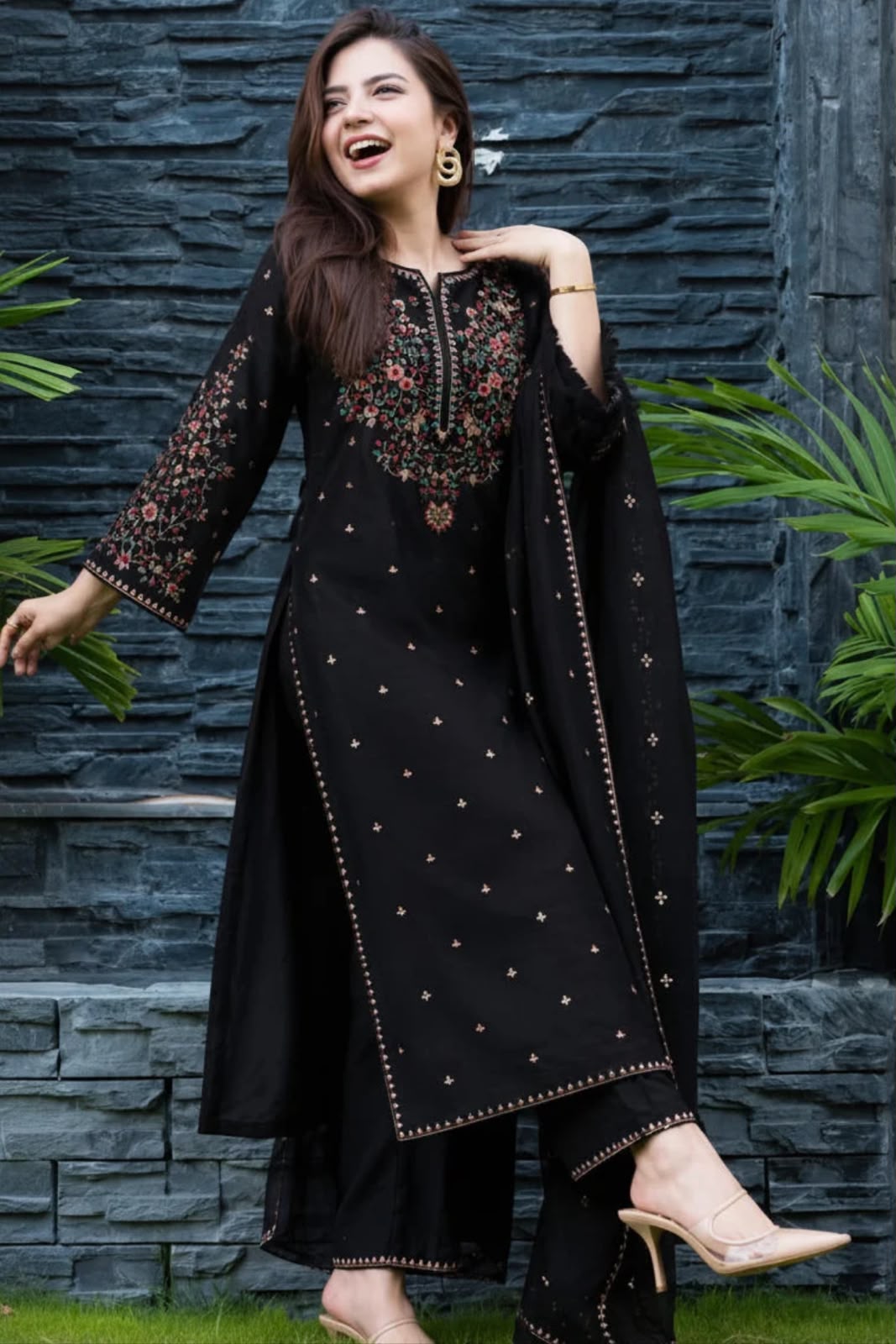 Dhanak embroidered luxury unstitched 3pc suit